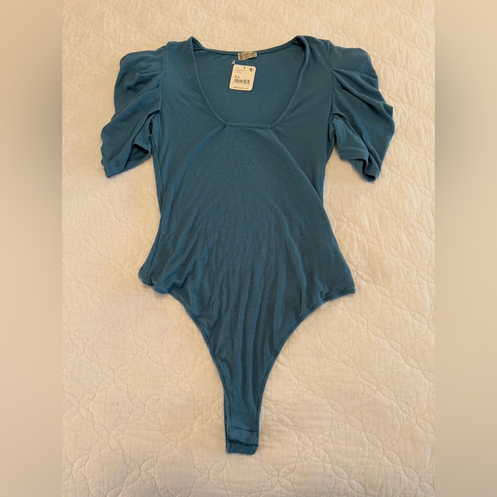 Free People Puff Shirt Sleeve Thong Bodysuit